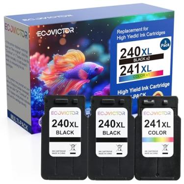 Imagem de Cartucho de tinta EcoVictor PG-240 CL-241 XL de substituição para Canon 240XL 241XL Combo Pack (pacote com 3) Compatível PIXMA MG3620 MG3600 TS5120 MG3520 MG3220 MG2120 MG4220 MX392 MX472 MX522 MX5220