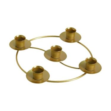 Imagem de Baoblaze do Advento em Aro para Velas Cônicas, Ornamento de Mesa, Decoração para Casa, Castiçal de Ferro para Velas do Advento, Ideal para Festas e, Ouro