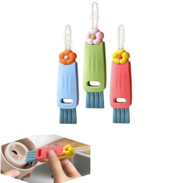 Imagem de Pacote com 3 escovas de limpeza – gargalos de garrafa de limpeza profunda, canudos e tampas de copo, esfregão de espaço apertado 3 em 1 para garrafas de água, canecas de viagem, cozinha doméstica e