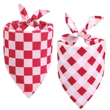 Imagem de 2 bandanas rosa para cães, meninas, grande, primavera, verão, triângulo, cachecol, babadores reversíveis, bandana xadrez para filhotes, animais de estimação