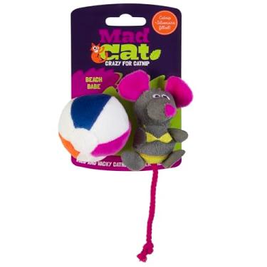Imagem de Mad Cat Beach Babe Catnip & Silvervine Brinquedo macio para gatos | Leve e durável | Som enrugado envolvente | Ideal para brincar em ambientes internos | Pacote com 2