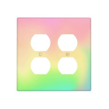 Imagem de BHGAHD Capas de tomada decorativas modernas Dreamy Pastel Gradien 2 Gang placa de parede receptáculo duplo duplo capas de interruptor de luz capa de placa de interruptor cor suave arte abstrata com