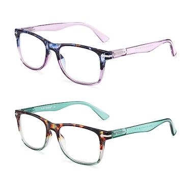 Imagem de Loycco Pacote Com 2 Óculos De Leitura Quadrados Para Computador Bloqueio Luz Azul Mulheres E Homens