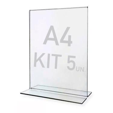 Imagem de Display Expositor T A4 21x30cm Acrílico Ps Balcão 5 Peças