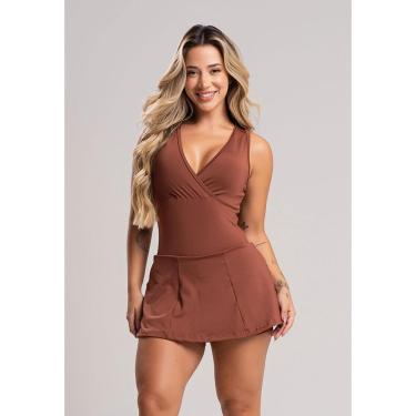 Imagem de Macaquinho Vestido Curto Fitness Short Saia Estampado Mvb Modas-Feminino