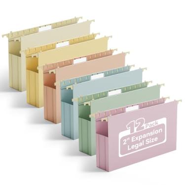 Imagem de Ansook Pastas de arquivo de plástico para pendurar tamanho legal, pasta de arquivo expansível de 5 cm resistente com abas, pacote com 12 pastas de arquivo reforçadas para documentos, pasta suspensa