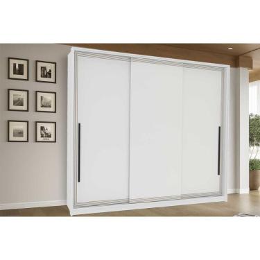 Imagem de Guarda Roupa Casal 3 Portas De Correr E 4 Gavetas Valência Branco - Politorno