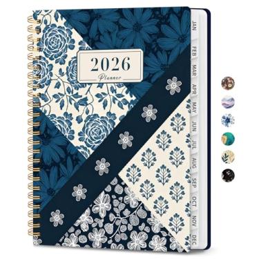 Imagem de Agenda 2026, agenda semanal e mensal para mulheres, janeiro de 2026 a dezembro de 2026, agenda de calendário de capa dura 2026 com abas, bolso interno, encadernação espiral, perfeita para escritório