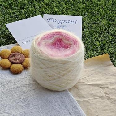 Imagem de Fio de mohair gradiente para tricô e crochê à mão, fio de artesanato versátil para projetos de bricolage, ideal para suéteres, cachecóis, xales e mais (rosa)