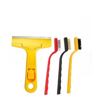 Imagem de Kit 3 Escovas De Limpeza Aço Latão Nylon Com Raspador Multifuncional Para Forno Grelha Fogão Box Piso Vidro Ferramentas Limpeza Profissional(1 KIT RASPADOR + 1 KIT ESCOVA)