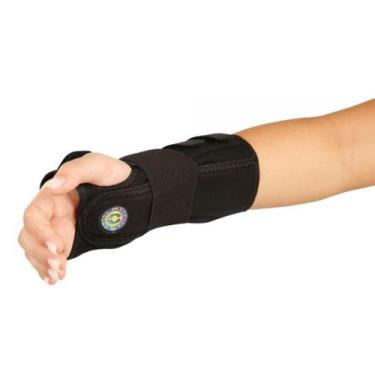 Imagem de Tala Punho Curta Bilateral Ajustável Preta Munhequeira Ortopédica Tend
