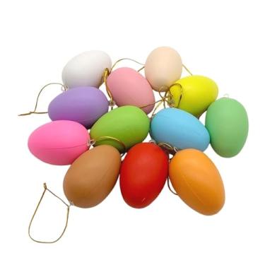 Imagem de Baoblaze 12 Ovos de Páscoa para Pintar (Faça Você Mesmo) - Decoração de Páscoa - Enfeites para Pendurar em Cestas e Jardins, Colorida