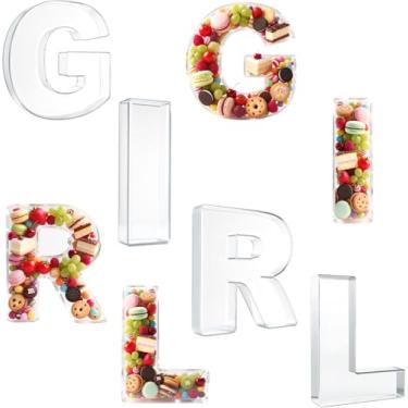 Imagem de Bandeja preenchível com letras de charcutaria acrílica, pratos de servir reutilizáveis em forma de alfabeto de 25 cm para tábua de charcutaria, frutas expostas, doces, bolos, decoração de festa