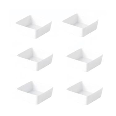 Imagem de prato de lanche Prato quadrado de cerâmica branca, 6 peças prato para acompanhamento lanches, restaurante nível hotel, com sabor molecular tigela de sopa