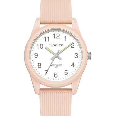 Imagem de SOCICO Relógio analógico infantil para meninos e meninas, fácil de ler, relógio de aprendizagem, à prova d'água, 50 m, pulseira macia para crianças de 4 a 12 anos, ótimo presente para crianças, Rosa