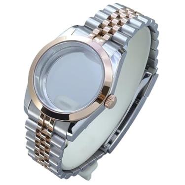 Imagem de FEIYASHI Caixa de relógio luxuosa em ouro rosa de 36/39 mm com vidro de safira para movimento NH35 NH34 NH36 Miyota8215 8205, Tampa inferior de vidro 4, 36mm+Miyota8215 8205 Movement, Caixa de relógio