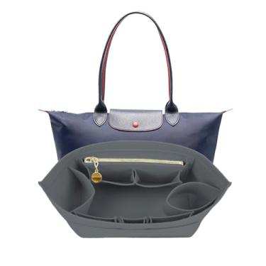 Imagem de Lckaey Inserção organizadora para Longchamp Le Pliage, bolsa de feltro premium para bolsa, bolsa feminina, grande, longa, organizador de campeão 025cinza-M