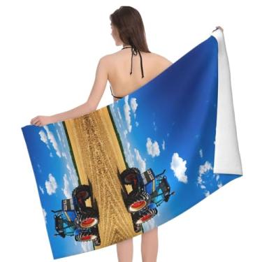 Imagem de ZERAOKE Toalha de praia com estampa de trator de fazenda fantasia grande 81 x 132 cm secagem rápida toalha de banho e piscina à prova de areia para adultos, nadadores, presentes
