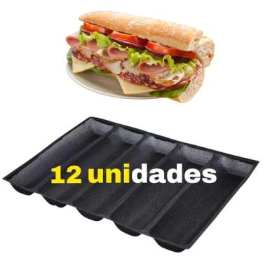 Imagem de Kit 12 Formas Silicone Assar Pão Forno Pães Subway Perfecta - AZ135