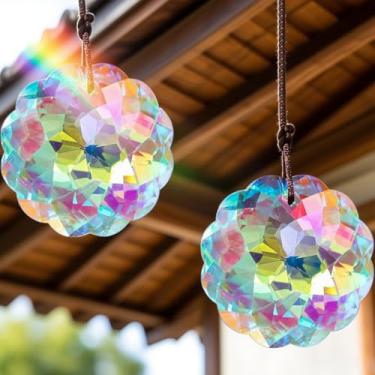 Imagem de Apanhador de sol, decoração de janela suspensa, enfeite de prisma de cristal de vidro colorido, decoração de refração de luz para casa e jardim