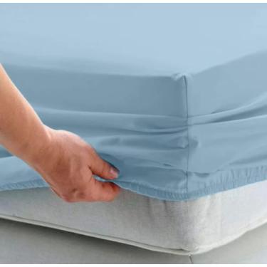 Imagem de Lençol Solteirão Avulso C/Elástico Percal 200 Fios 11 Cores (Azul Claro)