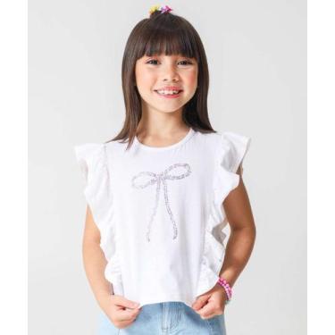 Imagem de Blusa Infantil Laços Babado Marisa Tam 4 a 10 Off Whit-78226, Off whit