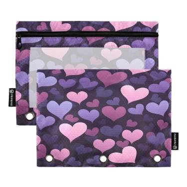 Imagem de Wassud Pacote com 2 pastas românticas em formato de coração, pastas de bolso com 3 furos, organizador de fichários para casa, escritório