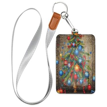 Imagem de Wassud Cordão de couro PU para pendurar na árvore de Natal para crachás de identificação, porta-chaves, porta-crachás, cartões de crédito para escritórios, funcionários estudantes, funcionários