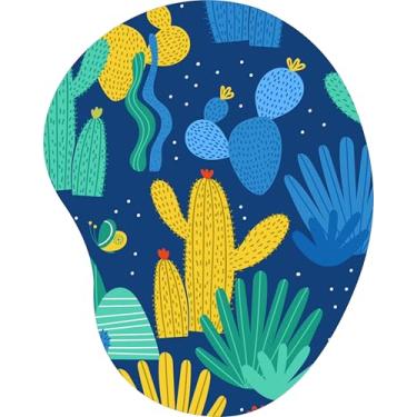Imagem de Mouse Pad Ergonômico Gota Cactos Abstratos Azul Marinho