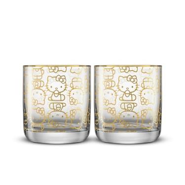 Imagem de JoyJolt Conjunto de 2 copos curtos encantados da Sanrio Hello Kitty, copos de 290 ml, conjunto de 2 copos curtos fofos de vidro, Hello Kitty Stuff, presentes Kawaii para mulheres