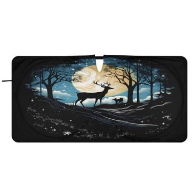 Imagem de CEBUGI Para-brisa de carro dobrável sombra de sol alce janela de carro guarda-chuva para-brisa frontal para-sol para acessórios de carro legal carro refletor protetor solar, P