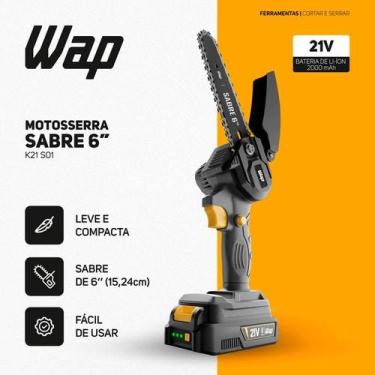 Imagem de Motosserra Eletrica WAP K21 S01 Sabre 6 Bateria 21V Portatil para Poda