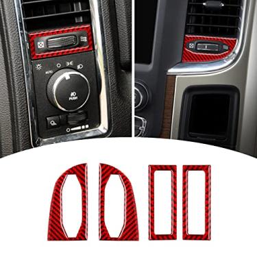 Imagem de Bilisin ilisin Compatível com console central para saída de saída de ar condicionado adesivo de fibra de carbono acessórios interiores para Dodge Ram 1500 2500 3500 2013 2014 2015 2016 2017 2018 2019