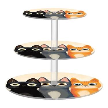Imagem de CEBUGI Suporte de cupcake de 3 camadas, suporte redondo para bolo, torre, bandeja de servir em camadas de acrílico para chá, chá de bebê, casamento e mais