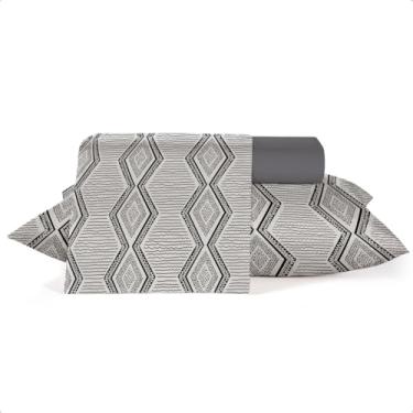 Imagem de Jogo Roupa de Cama Crystal 3-4 Peças 100% Algodão 120 Fios Teka (Zag, Casal)