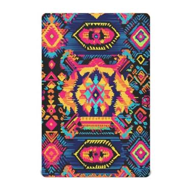 Imagem de STAYTOP Lençóis de berço com estampa de estilo mexicano para meninos e meninas, lençol com elástico para berço padrão e colchão infantil, de microfibra supermacia, 99 × 69 × 5 cm