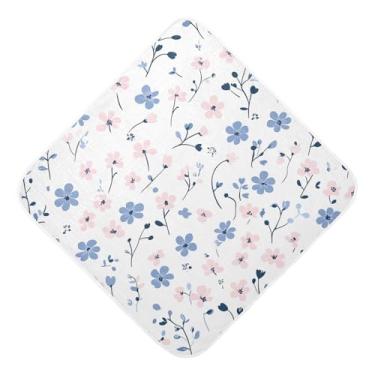 Imagem de STAYTOP Toalhas de bebê lindas pétalas de flor com capuz de musselina, toalha de banho super macia, toalhas de banho absorventes para banho recém-nascido unissex 76 x 76 cm