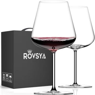 Imagem de Conjunto de 2 taças de vinho, taça de vinho tinto grande, transparente de cristal soprado à mão, isqueiro para degustação, embalagem de presente para Halloween, aniversário, aniversário de casamento