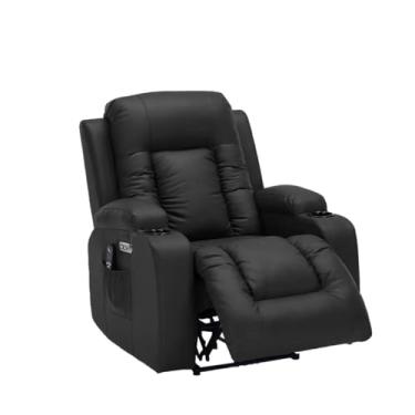 Imagem de Poltrona do Papai Austin Elétrica com Massagem Aquecimento USB USBc Brindes Massageador e Óculos Bluetooth PU Preto G94 - Gran Belo