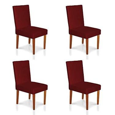 Imagem de Kit 4 Cadeiras de Jantar Cannes Suede Vermelho Pés Castanho - Pallazio