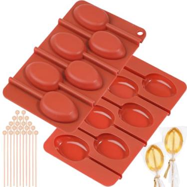 Imagem de Koluti Colher de mel moldes de silicone 2 peças, pirulitos de doces duros faça-você-mesmo, agitadores de mel para chá e café, conjunto de presente de lembrancinhas de festa de mel (inclui 12 palitos