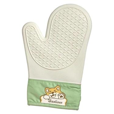 Imagem de Ｂｅｓｇａ Luva de silicone para forno, utensílio de cozinha profissional, antiderrapante, ao calor, ideal para assar e usar no micro-ondas, Cão Cinza