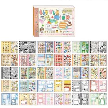 Imagem de JUMOYEEH 30 folhas de desenho animado adesivo bonito scrapbook adesivos bloco de notas adesivo bloco de notas para agenda álbum de fotos adesivo garrafa de água DIY Planner decorativo (pequenos