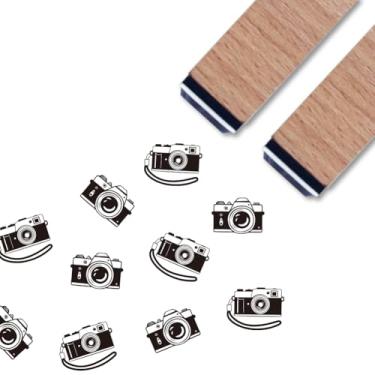 Imagem de ANATTASOUL 2 carimbos de madeira de borracha de vaca para artesanato, 6 x 1,5 cm, lindos carimbos de madeira pequenos para scrapbooking, cartas, álbuns, decoração de diário