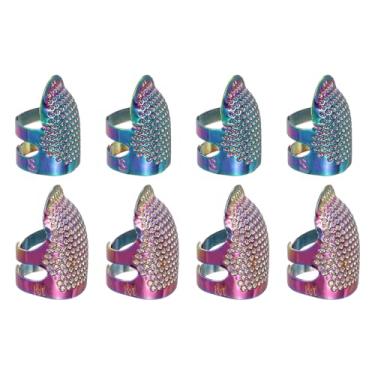 Imagem de PATIKIL Dedal de costura, 8 peças de dedais de metal para costura à mão, protetor de dedo ajustável, kit de suprimentos de artesanato, acessórios, bordado, à mão, ferramentas DIY, cor arco-íris