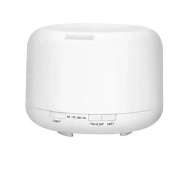 Imagem de Umidificador Difusor de Aroma Ultrassônico, Branco, 500ml, Iluminação LED, Timer Programável, Controle Remoto, Bivolt, 16x16x11cm
