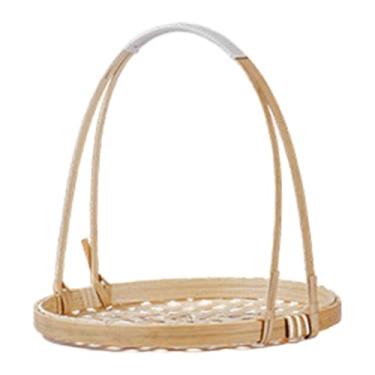 Imagem de XLWLLNJ Cesta de frutas em bambu trançado com alça, travessa, prato expositor, suporte para alimentos, ideal para doces, sala de jantar, festa ou mesa de, Único 18x18cm