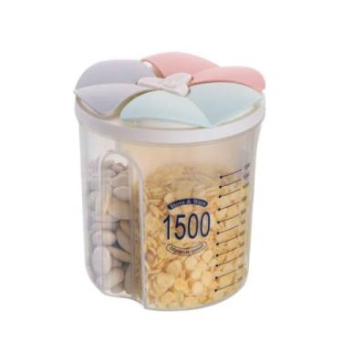 Imagem de Pote Plástico de Armazenamento com 3 Divisórias, 1,5 Litros,Potes e Porta-Mantimentos,Plástico PP livre de BPA Recipientes Domésticos Individuais para Alimentos, Organização de Cozinha