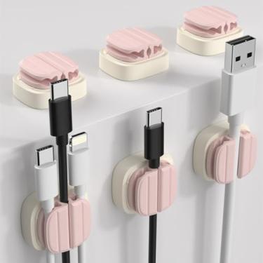 Imagem de Suporte de cabo ajustável 3 em 1 adesivo 3 em 1 para gerenciamento, organizador de fios adesivo para casa, escritório, telefone, PC, parede, mesa de cabeceira, eletrodomésticos