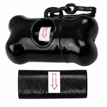 Imagem de Kit Suporte Cata Caca Cocô Cães Porta Saquinho Pet + 2 Refil Bacon Born Pet (Preto)